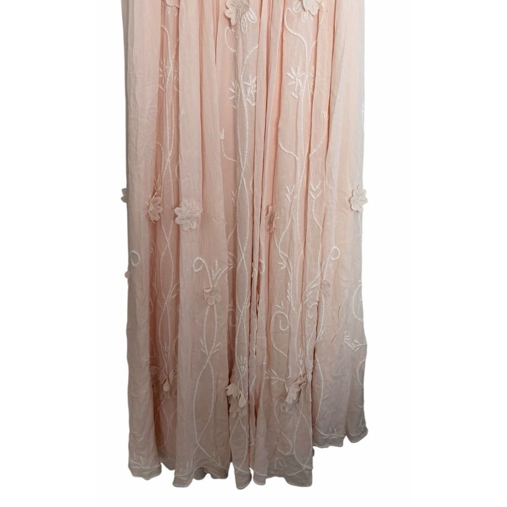 Free People Rosa 3D Floral Embroidered Maxi Dress Peach Women's Size Small - Picture 6 of 16